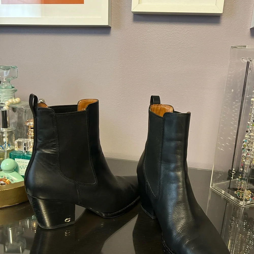 Coach Black and Tan Leather Boots - Picture 4 of 7